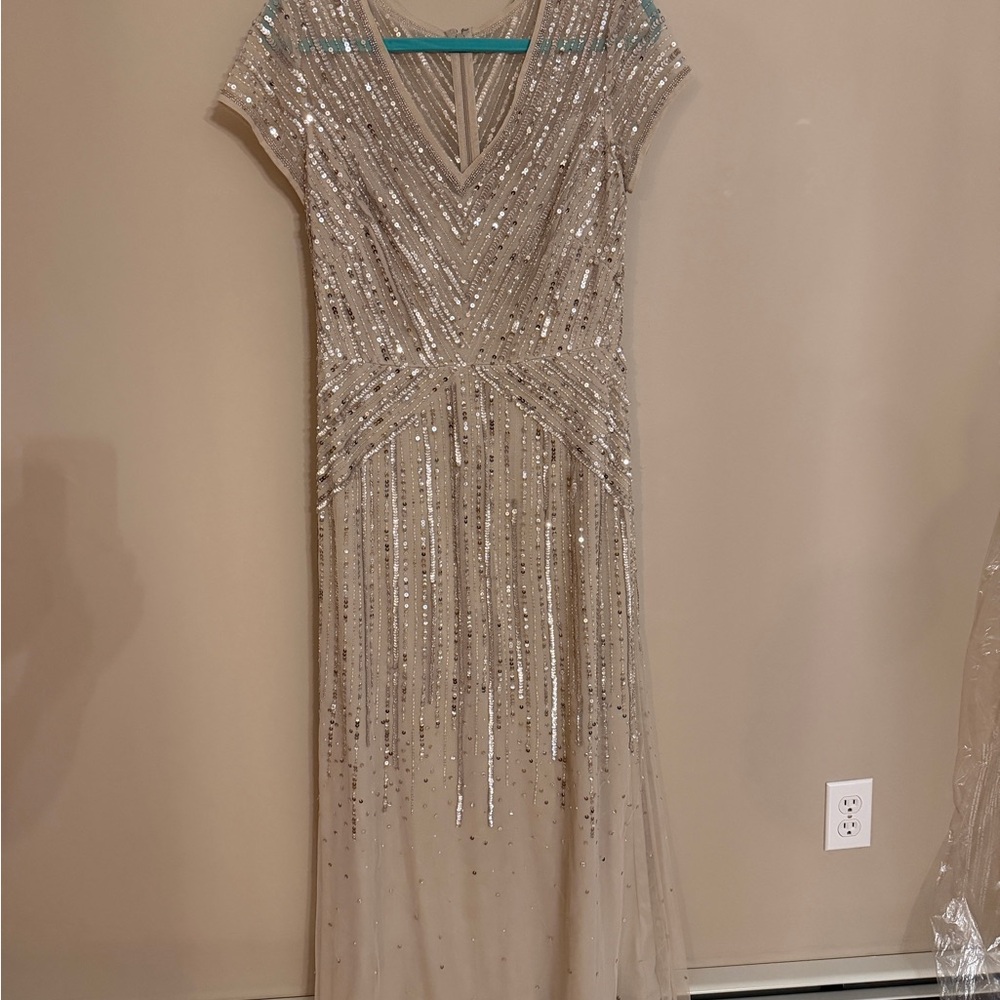 Adrianna Papell Cream Sequin Gown